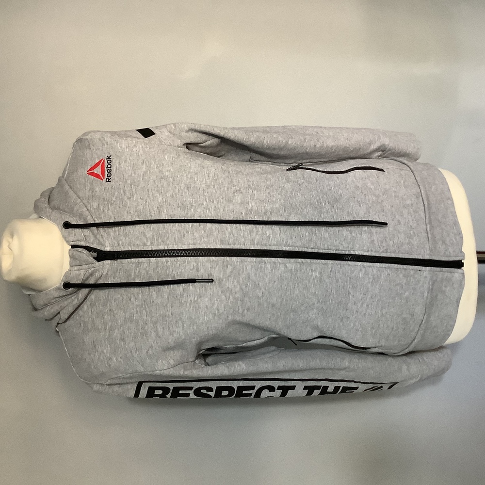 Reebok UFC Full Zip Hoodie - Size S (8-10) - Grey - P2P 18” - Respect - Picture 1 of 9